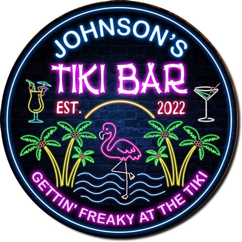 V Vibepy All Over Printed No Real Led Neon Tiki Bar Signs Gettin Freaky At The