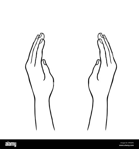 Two Hands Doodle Line Art Sketch Stock Vector Art Illustration