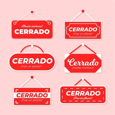 Conjunto de letrero de cerrado de diseño plano Vector Gratis