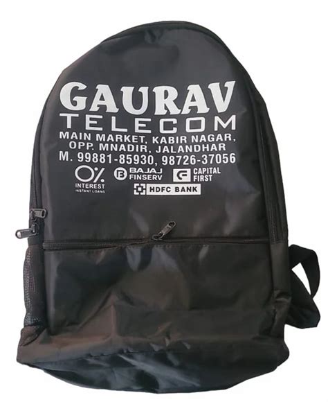 Polyester And Cotton Black Promotional Backpack Capacity 10kg At Rs