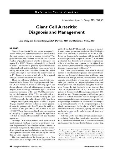 Pdf Giant Cell Arteritis Diagnosis And Management Dokumen Tips