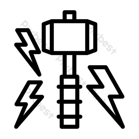 Icon Thunder Line Vector Png Images Ai Free Download Pikbest