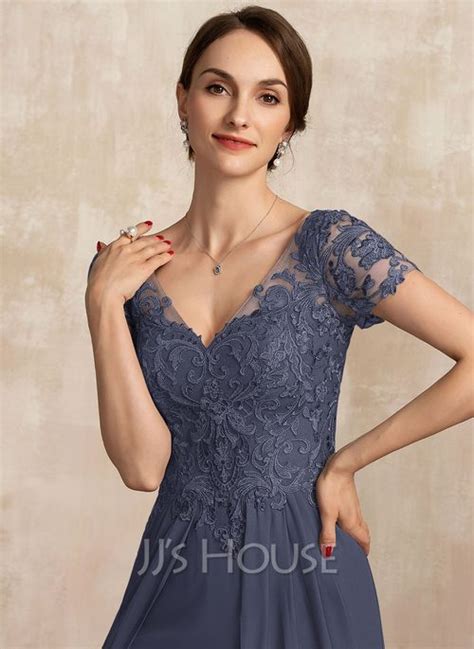 US 184 00 A Line V Neck Floor Length Chiffon Lace Mother Of The