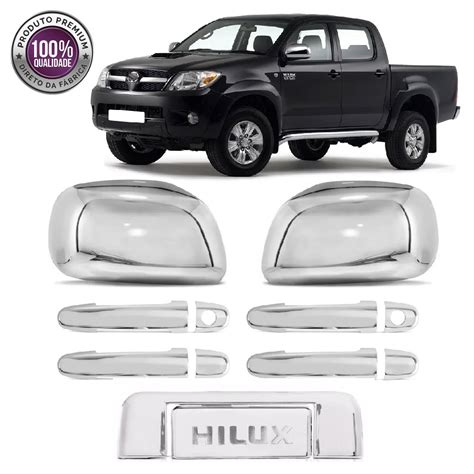 Kit Apliques Cromados Retrovisores e Maçanetas P Toyota Hilux 2005 06