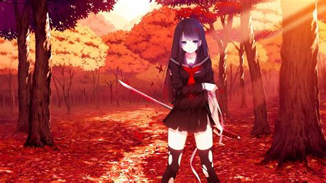 Anime girl wearing black school uniform illustration HD wallpaper ...