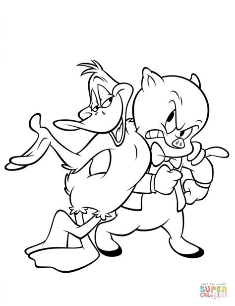 Duffy Duck And Porky Pig Coloring Page Free Printable Coloring Pages