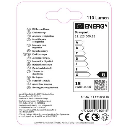 Scanpart Koelkastlampje E W Lm Stuks Bestel Bij Handyman