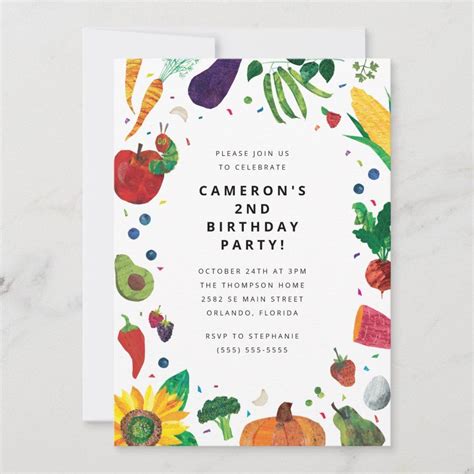 The Very Hungry Caterpillar Fruit Birthday Invitation Zazzle