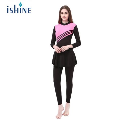 Muslim Swimwear Women Modest Patchwork Full Cover Long Sleeve Swimsuit