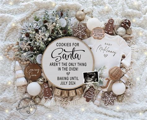 Christmas Cookie Baby Announcement Digital Holiday Pregnancy