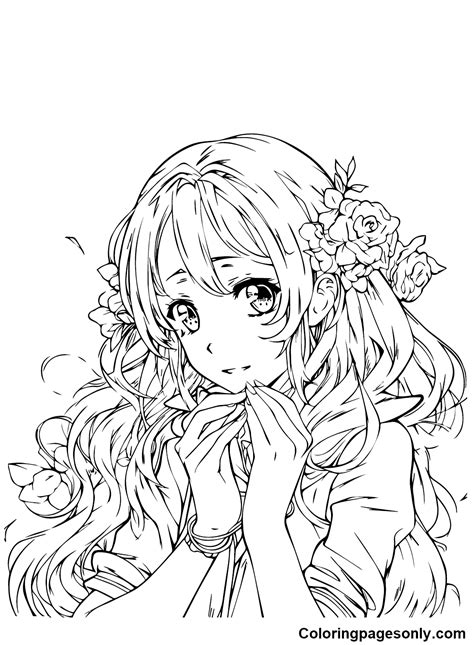 Lovely Anime Girl Coloring Page Free Printable Coloring Pages