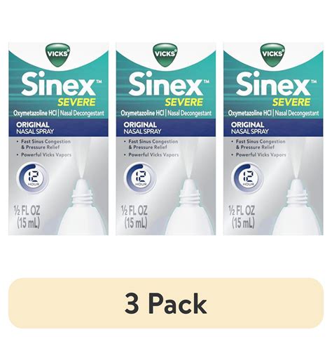 Pack Vicks Sinex Severe Original Nasal Spray Decongestant Medicine