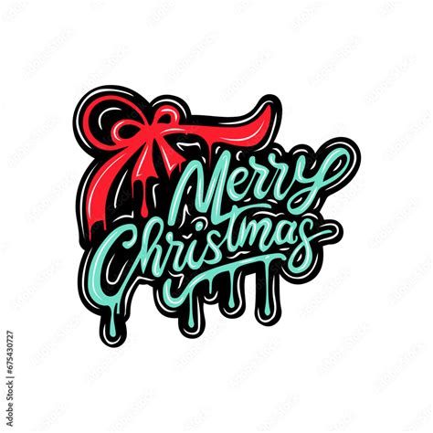 Merry Christmas Graffiti Lettering Typography Art Illustration Stock