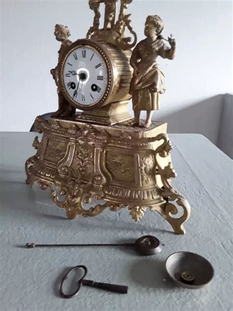 Ancienne Pendule Horloge En Bronze Dor Et R Gule Eur Picclick Fr