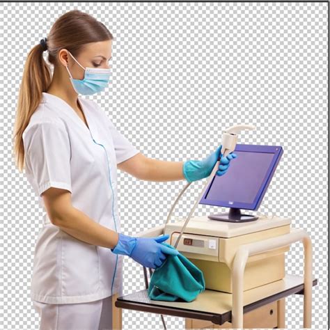 Nurse Cleaning Medical Equipment Premium Ai Generated Psd