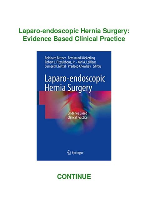 Pdf⚡ Laparo Endoscopic Hernia Surgery Evidence Based Clinical Practice