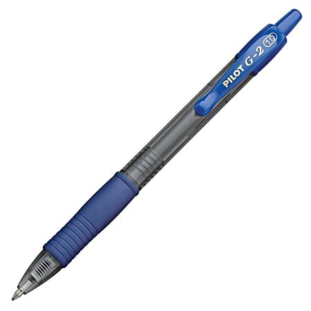 Pilot G 2 Retractable Gel Pens Bold Point 1 0 Mm Clear Barrels Blue Ink