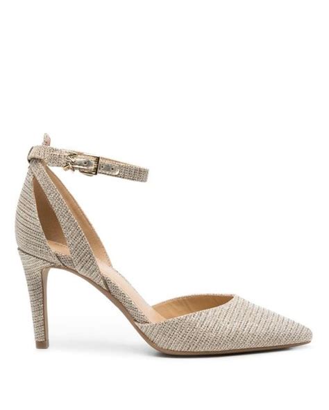 Michael Michael Kors Leather Amelia Crystal Embellished Pumps In Gold