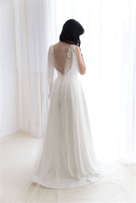 Cape Veil With Lace Bridal Cape Veil Wedding Cape Veil Modern Veil