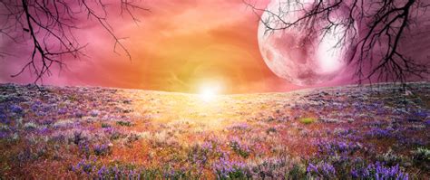 Sunrise Wallpaper 4K, Landscape, Scenic, Surreal, Moon