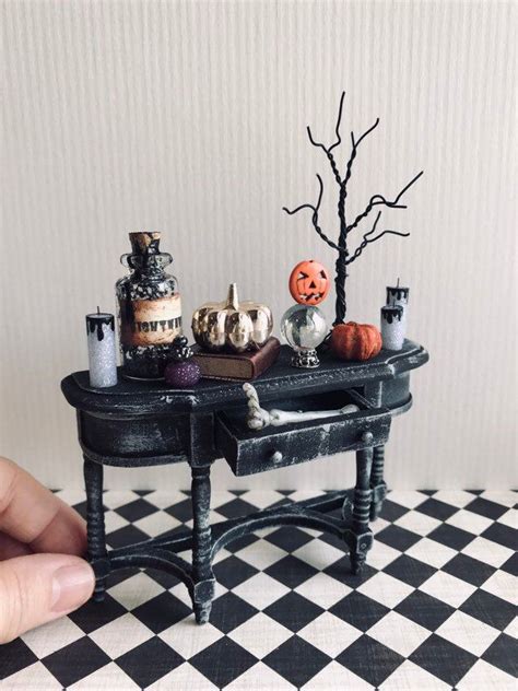 Miniature Halloween Sideboard Haunted Dollhouse 1 12 Scale Etsy In