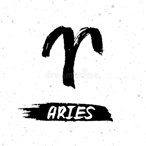 Astrological Ink Brush Illustration Aries Horoscope Sign Symbol Zodiac Sign Stock Vector