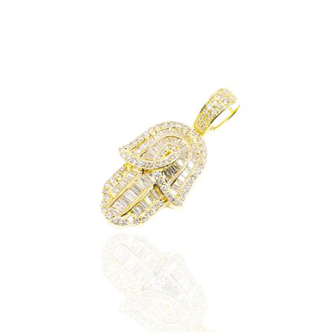 Layered Hamza Hand Diamond Pendant