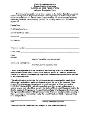 Fillable Online Laed Uscourts Attorney Registration Form Us District