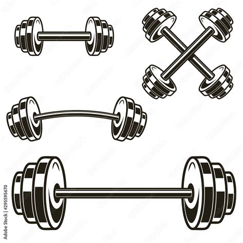 Set Of Powerlifting Barbells Isolated On White Background Design