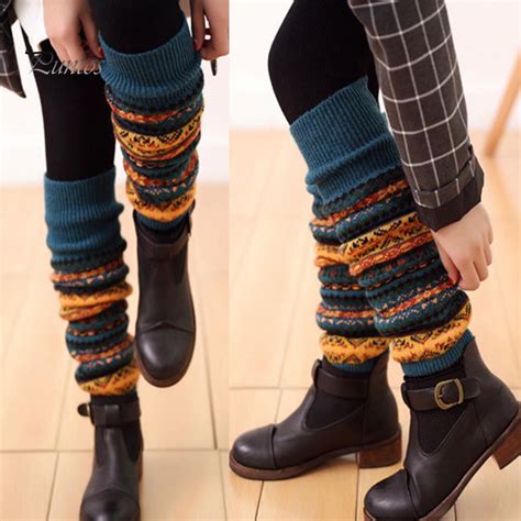 Buy Fashion Women Winter Warm Long Leg Warmers Boot Knee High Knit