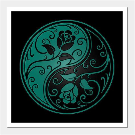 Teal Blue And Black Yin Yang Roses By Jeffbartels Dibujos Tribales Yin Yang Silueta De Aves