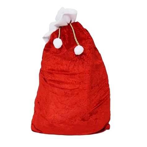 Christmas Red Velvet Santa Bags With Drawstring Cloth Santas Present