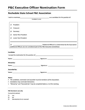 Fillable Online Pampc Executive Officer Nomination Form Fax Email Print