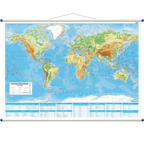 Świat mapa ścienna fizyczna 1 21 200 000 ArtGlob Opracowanie