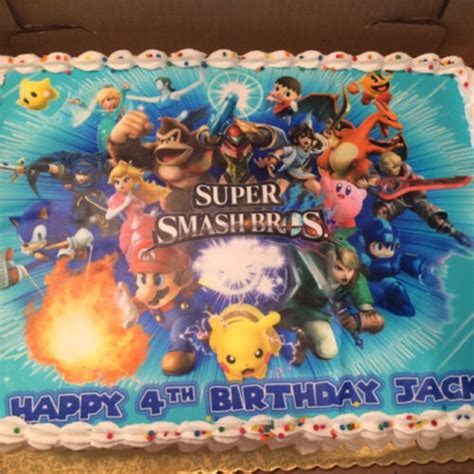 Super Smash Bros Birthday Cake Topper Edible Picture Sugar Sheet Decal