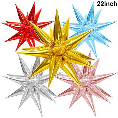 1 3pcs 22inch Gold Mylar Starburst Balloons Explosion Star Foil