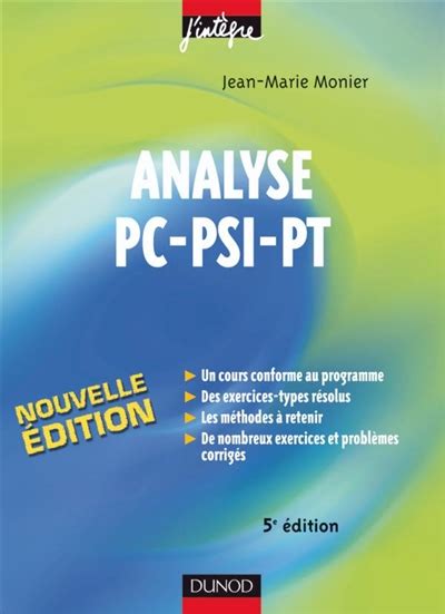 Cours De Math Matiques Vol Analyse Pc Psi Pt Cours M Thodes Et