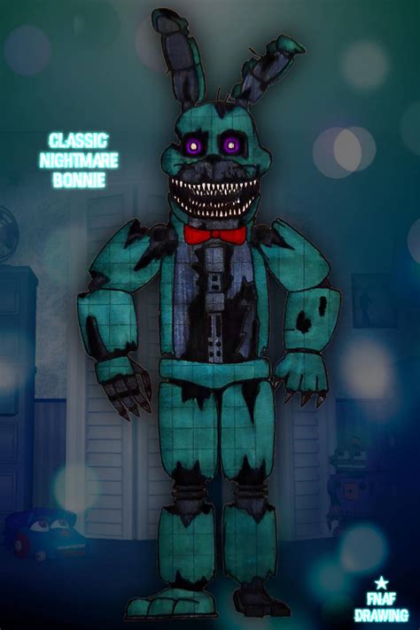 Fnaf Drawing Classic Nightmare Bonnie By Freddyfrostbear5 On Deviantart