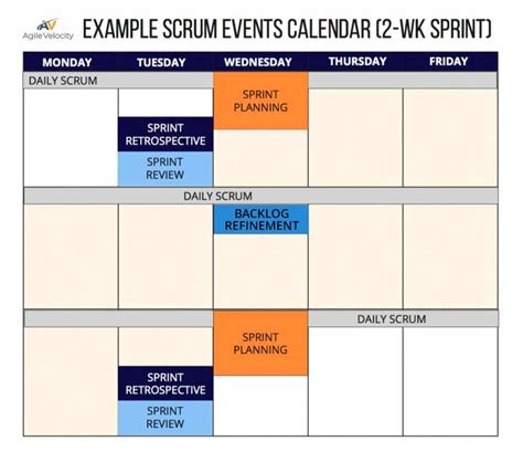 Scrum Events Calendar Brina Etheline