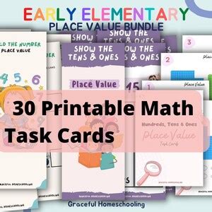 Math Task Cards Bundle Place Value Printable For Classroom Etsy