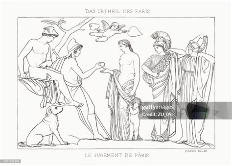 The Judgment Of Paris Steel Engraving Published 1833 High-Res Vector ...