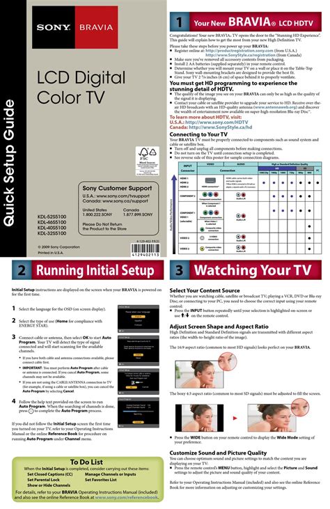 SONY KDL 40S5100 LCD TV QUICK SETUP MANUAL ManualsLib