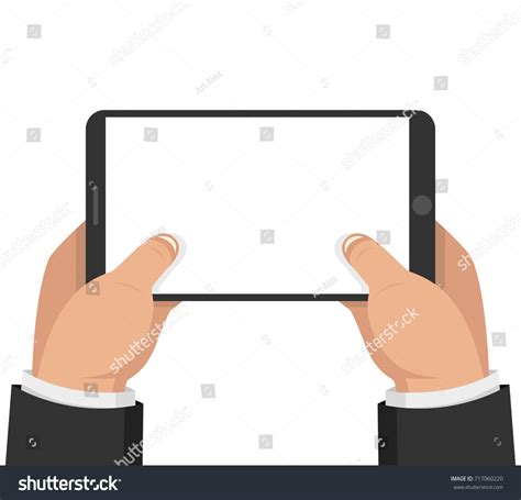 Two Hands Holding Smartphone Touching Screen Vector De Stock Libre De Regalías 717060220