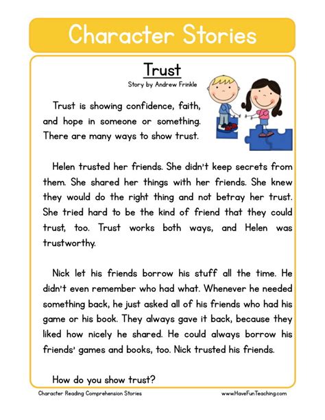 Printable Trust Worksheets