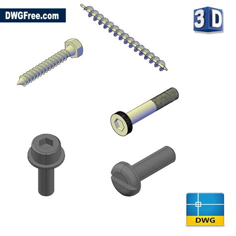 3d Screw Cad Dwg Free Drawing 2020 In Autocad Blocks