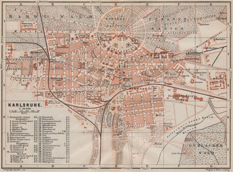 Karlsruhe Antique Town City Stadtplan Baden W Rttemberg Karte Old Map