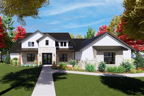 Transitional Square Foot One Level House Plan With Split Bed