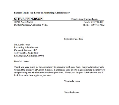 Free Sample Formal Thank You Letter Templates In Pdf Ms Word