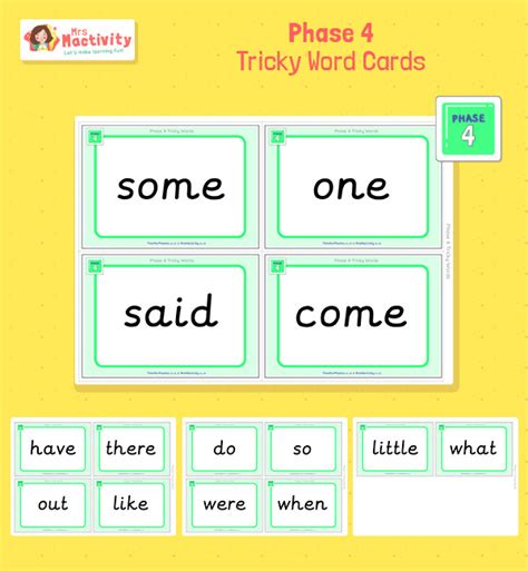 Phase Tricky Word Cards Phase Phonics Resources