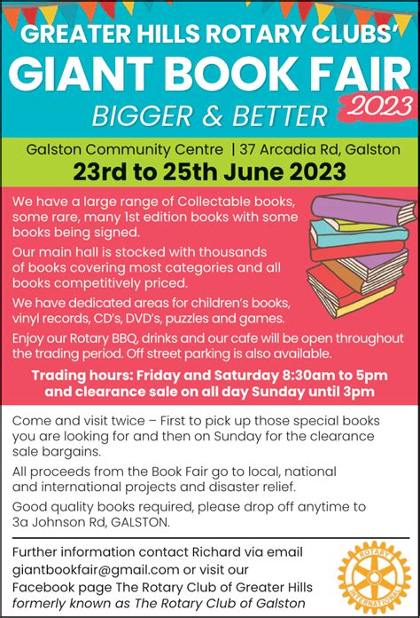 Greater Hills Rotary Clubs Giant Book Fair Rotary Club Of Greater